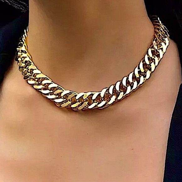 Cuban Chain Link Exaggerated Choker Necklace - Picture 1 of 11